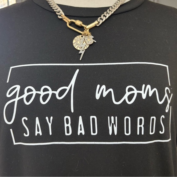 SHEIN Black Graphic Soft Tee Good Moms say Bad Words Size XL - Picture 3 of 7